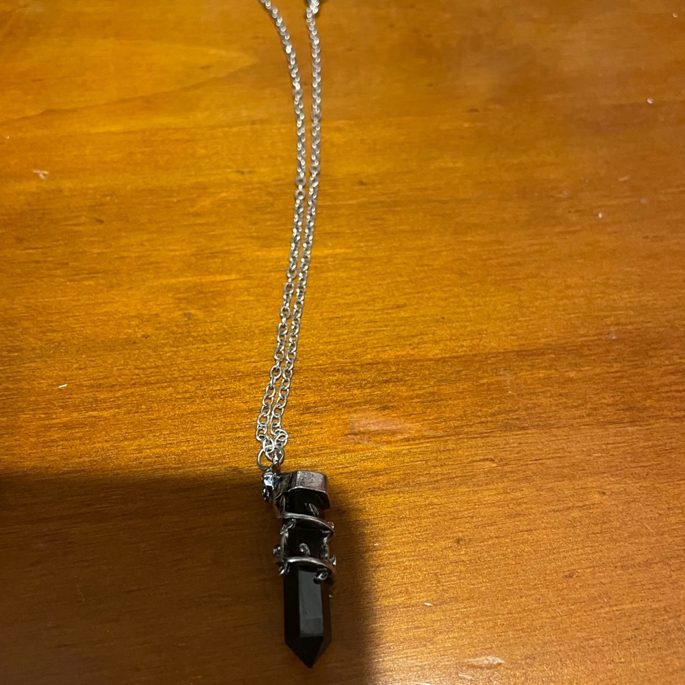 Black Crystal Pendant Necklace